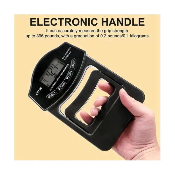 Grip Strength Tester,396lbs/180kg Digital Hand Dynamometer Grip Strength Meter USB LCD-skärm Hand