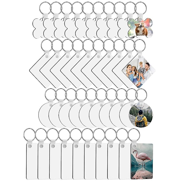 DIY Sublimation Blank 4 Form Nøglering Med Til Nøgleringe Springringe Sæt 120stk/sæt Til DIY Bil Håndtaske Rygsæk Dekoration Vedhæng Tilbehør