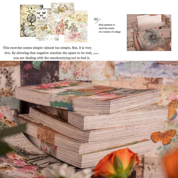 100 ark Vintage Scrapbogpapir Journal Fornødenheder Bog Materialer Papirvarer Karton Bog Alfabet Notebook Kortfremstilling Diy