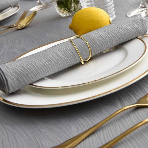 12 Pak Enkle Design Servietringe Guld til Bryllup Thanksgiving Jul Fest Middagsbordet