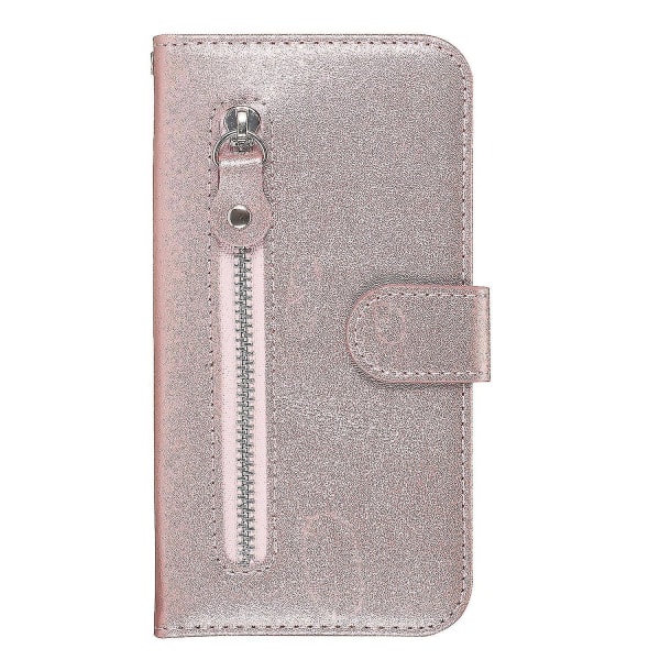 Vetoketjullinen tasku nahkainen case Samsung Galaxy A40 -puhelimelle - Rose Gold