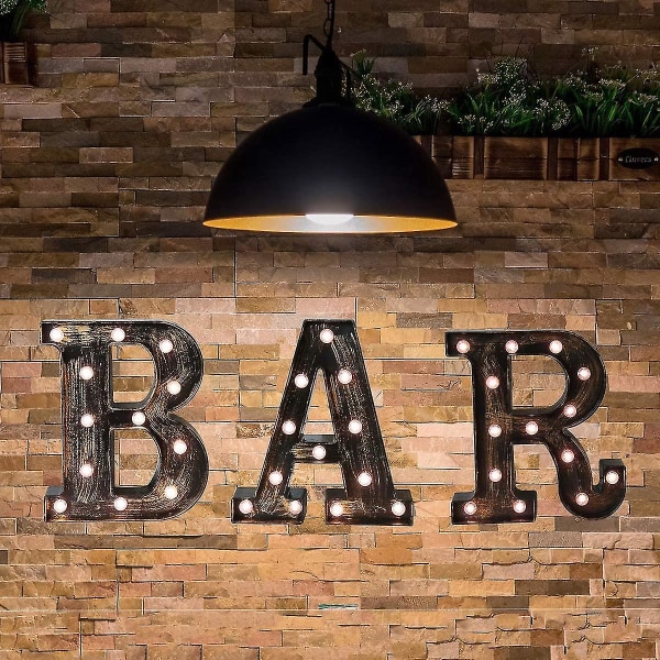 Newway Vintage Bar-skilt med Lys Oplyst Bar Bogstavlys Oplyste Oplyste Bar Marquee Bogstaver Lys Retro Bar Cart Tilbehør Decor Compatib
