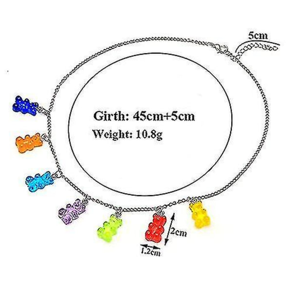 7 farger søt gummy bjørn halskjede fargerik harpiks bjørn anheng halskjede kompatibel kvinner jenter