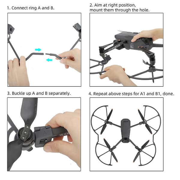 Halvöppen propellerhållare för Mavic3 Pro Snabbfrigörande skyddande ringar