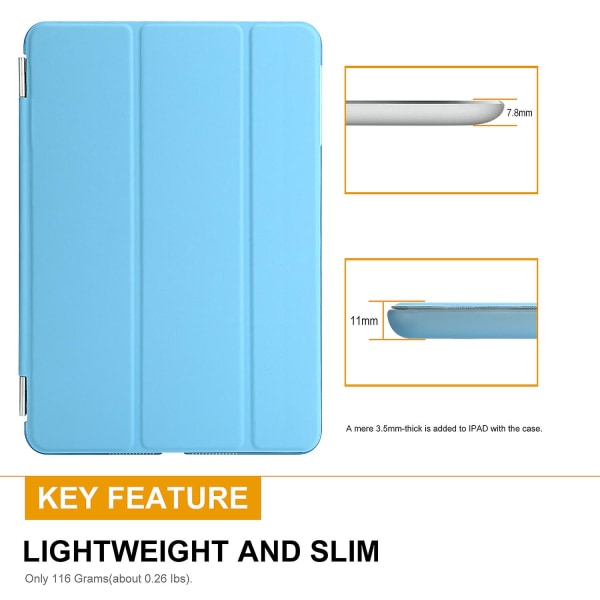 Smart Cover Case PU Läder Magnetiskt Tunnt Skydd för iPad Mini 1 2 3 Blå