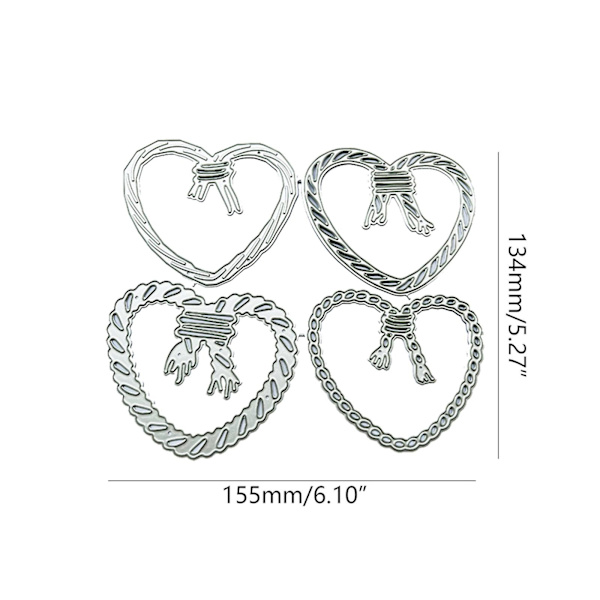 4 st/set Knutad rep kärlek hjärta metallskärningsformar stencil DIY scrapbooking präglingsverktyg stansar kortalbummall