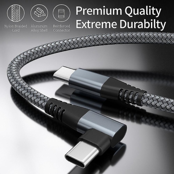 Usb-c-lader med vinklet kontakt 60 W hurtiglading grå 2 m grå 2 m
