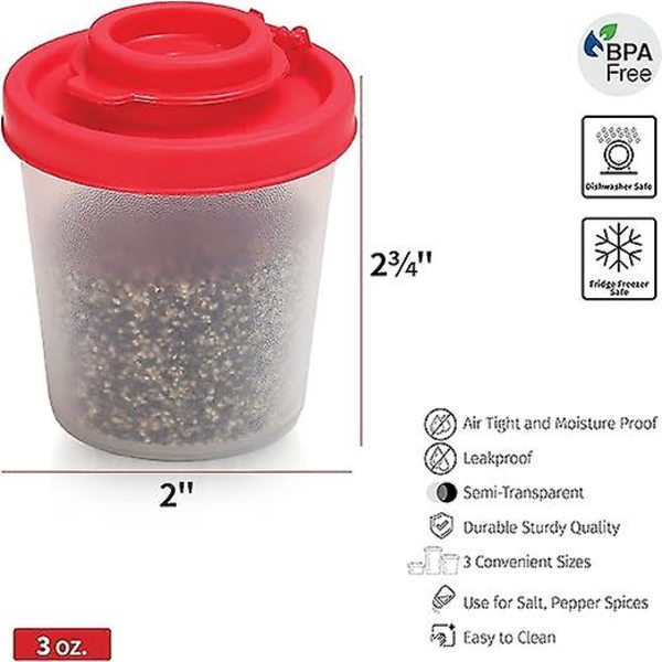 Set med 2, BPA-fria transparenta plast-salt- och pepparkvarnar, resekit, för salt, peppar, kryddor