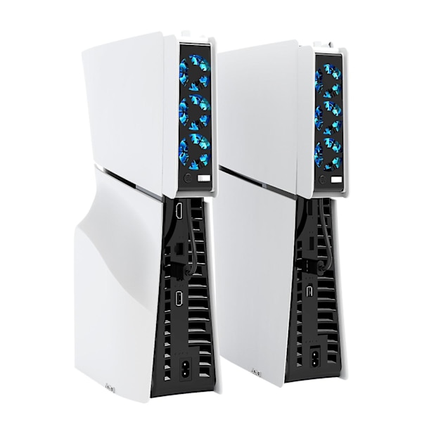 Jäähdytystuuletin PS5 Slim -konsolille LED-valolla, hiljainen jäähdytysjärjestelmä PS5 Slim Disc- ja Digital Edition -konsoleille, jossa USB 3.0 -portti, PS5 Slim -lisävarusteet