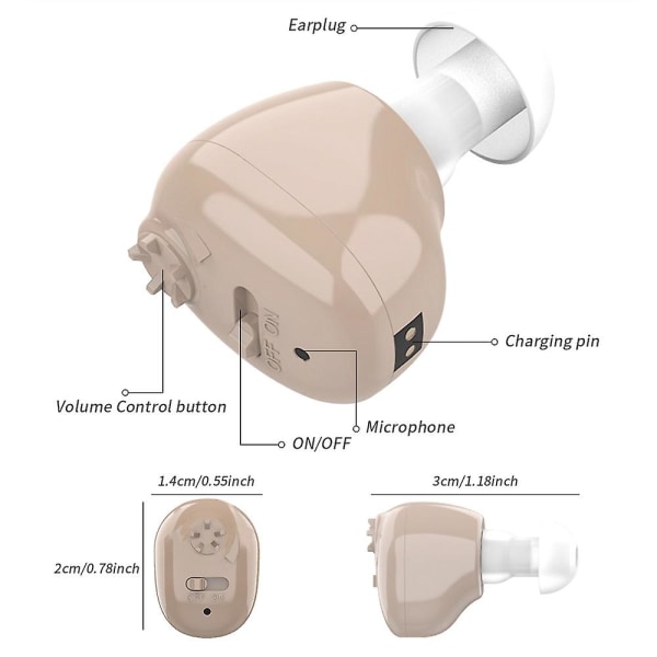 Ladattava kuulokoje kuulovahvistin Digitaalinen korvakuulolaite vanhuksille äänenvahvistin