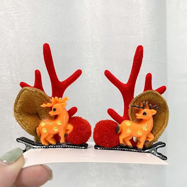 Suosittuja jouluhiuspinnejä naisille, hirven sarvihiuspinnejä, minkkivelveettikiinnikkeitä, söpöjä hiuslisävarusteita, joulukoristelahjoja card antlers + christmas hat (pair)