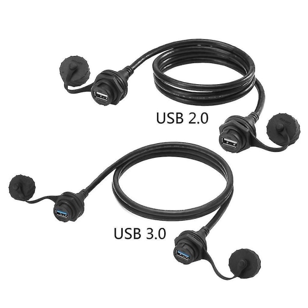 Usb 2.0 3.0 hunnkontakt til hunnkontakt kabel 2 ender Ip67 vanntett panelmontert kontaktledning 1m 3ft