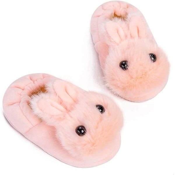 Pojkar Flickor Varma Plysch Djurtofflor Barn Vinter Inomhus Hushållsskor pink rabbit 5-6 toddler