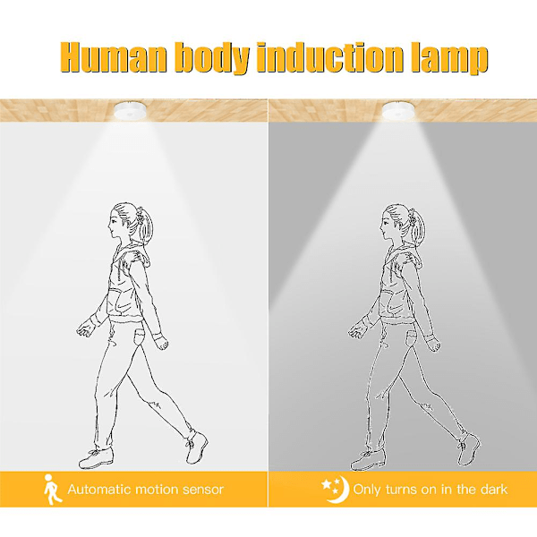 Nattlampa Rörelsedetektor USB Trådlös PIR Batteri Vägg Skåp Trapp