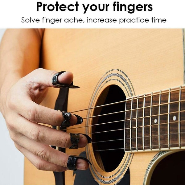 Tummpickar Fingerpicks, Medium, Platta Vinklade, Celluloid Gitarr Fingerpicks (12 Stycken, Tummefinger)
