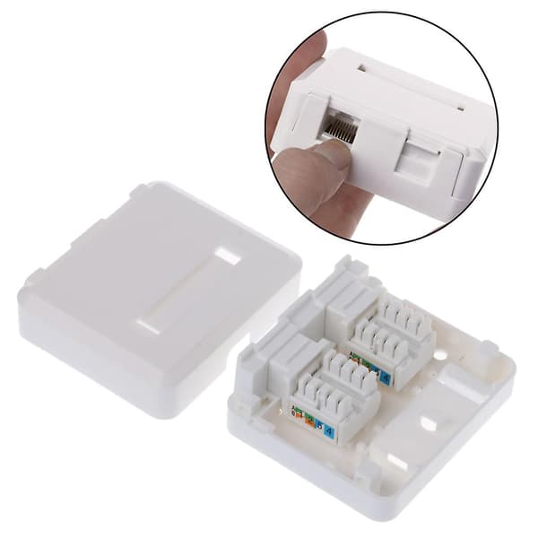 Skrivebords Jb Dobbelport Panel Ethernet-kabel Koblingsboks Med 2 Cat6 Moduler