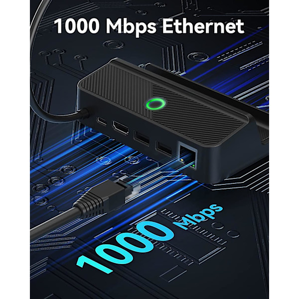 Steam Deck Dock med RGB LED-lys, dokkingstasjon for Steam Deck, 5-i-1 Steam Dock med Gigabit Ethernet, HD 2.0