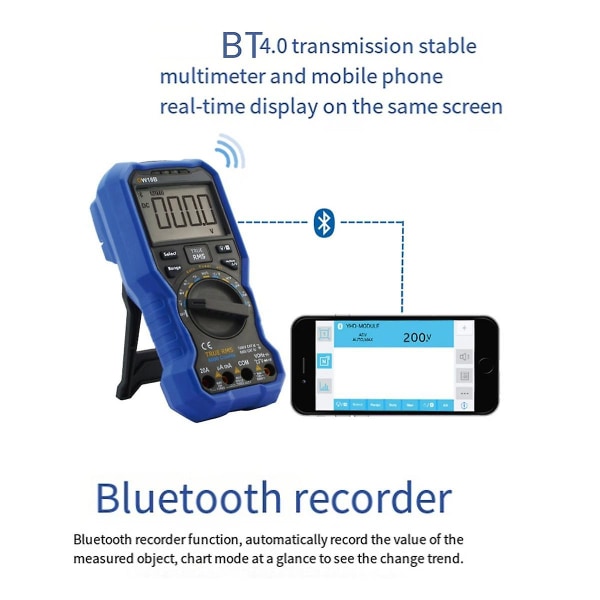 Ow18b Smart Digital Multimeter 20a 3 5/ 6 Digit Auto Range Bluetooth Versjon Data Multimeter Thermo