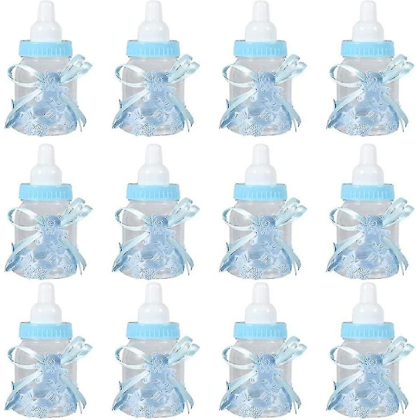 12 stk. Baby Shower-gaver Flaske Slik Chokolade Flasker Æske Til Pige Dreng Baby Shower Festartikler Gaver Dekorationer (blå)