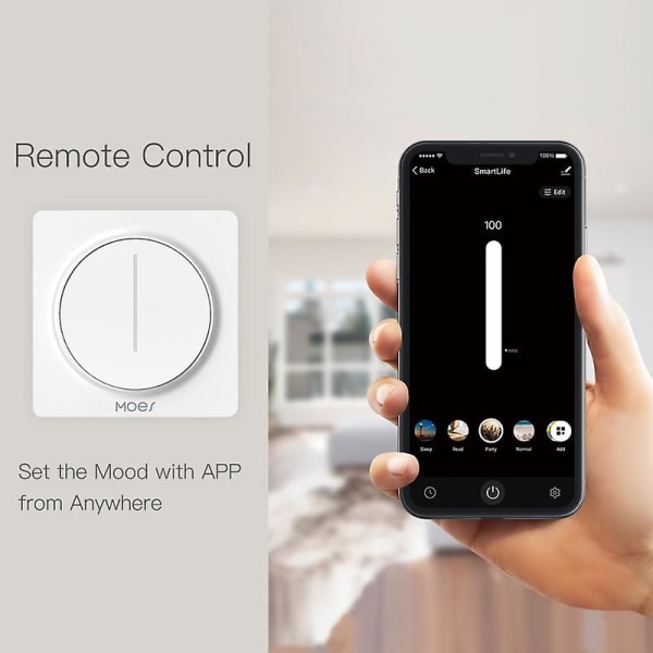 WiFi Berøringslysdimmersbryter 100-240V Smart Life/Tuya App Smart Hjem Fjernkontroll