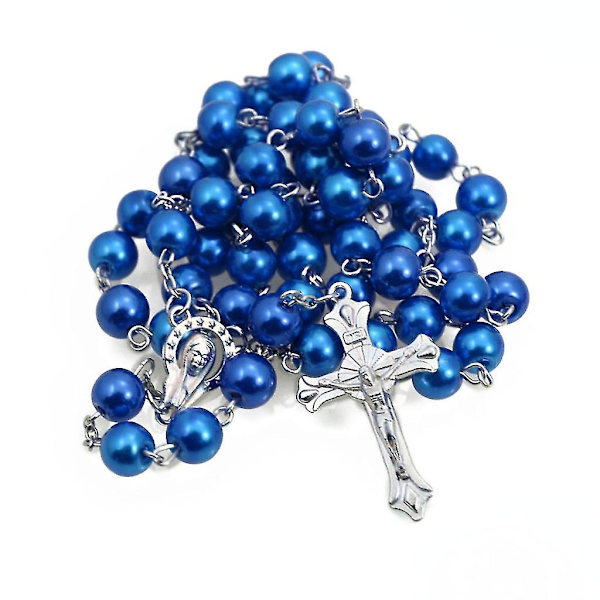Religiöst halsbandspresent till män kvinnor 8mm radbandspärlor halsband bön pärlor royal blue