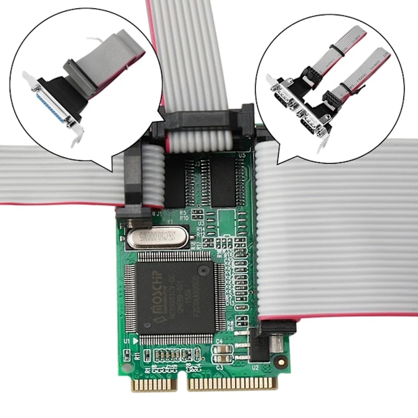 Mini Pci-e Pcie To Rs232 Db9 Sarja + Db25 Com Kortti Adapter Bus Laajakaista 6gb/s