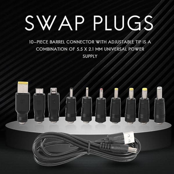 Dc-strømkabel Usb til 5,5x2,1 Multifunktionelt Dc-udskifteligt stik