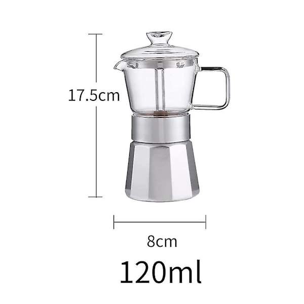 Liesi-espressokeitin, kristallilasi-espresso Moka-kattila, klassinen italialainen kahvinkeitin