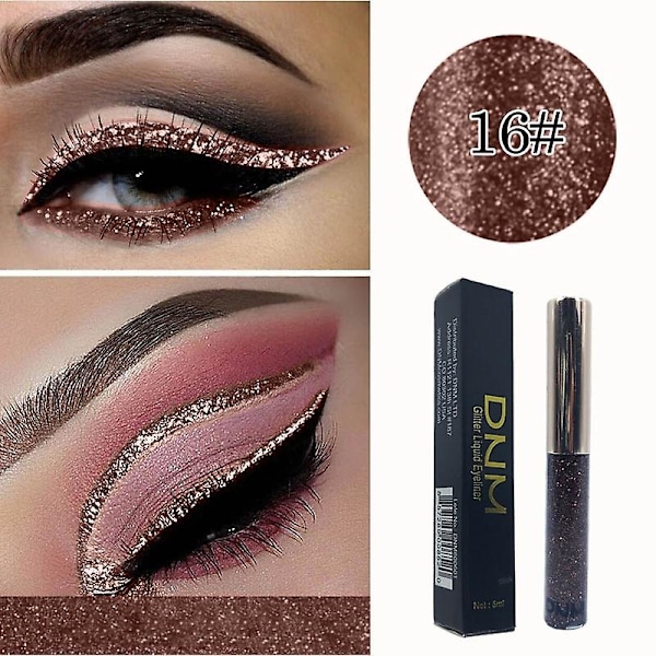 16 Färger Flytande Eyeliner Färgglad Glitter Vattentät Långvarig Snabbtorkande Eyelinerpenna