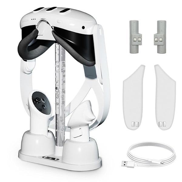 Vr-ohjaimen lataustelakka Meta Quest 3:lle, Vr-kuulokemikronteline Oculus Quest 3:lle Rgb-valolla, Quest 3 -lisävarusteille