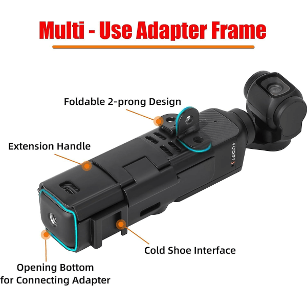 Dji Osmo Pocket 3 -kameran laajennussovitin, kahvakehys Osmo Pocket 3 -lisävarusteiden laajennuskiinnike Dji Osmo Pocket 3 -suojakehykselle