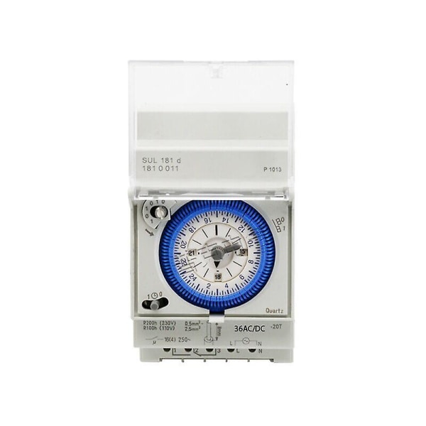 Analogt ur med synkronmotor og dagsprogram, timer, 36vac/dc
