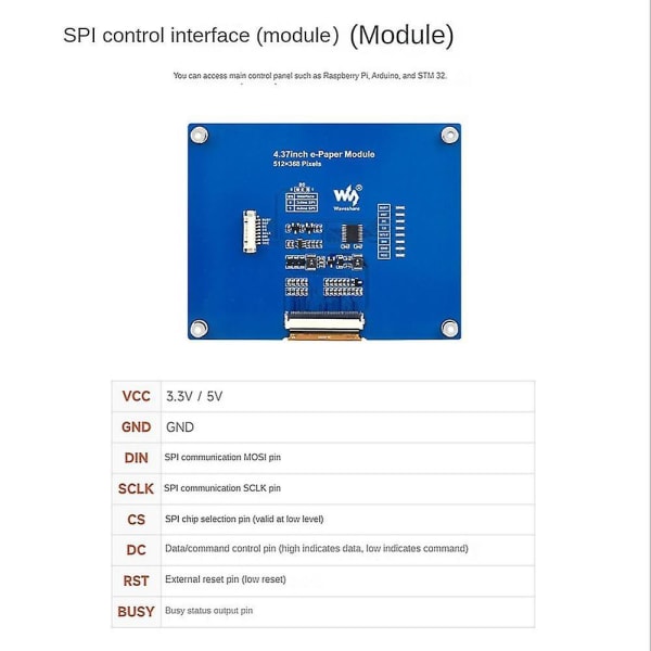 4,37 tums E-papper E-bläckskärm Modul 512x368 För Spi Lcd-skärm Modul B