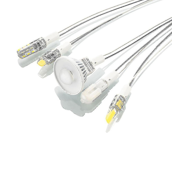 10 stk G4-sokkelholder i keramikk med ledninger for lysdioder og halogenlamper