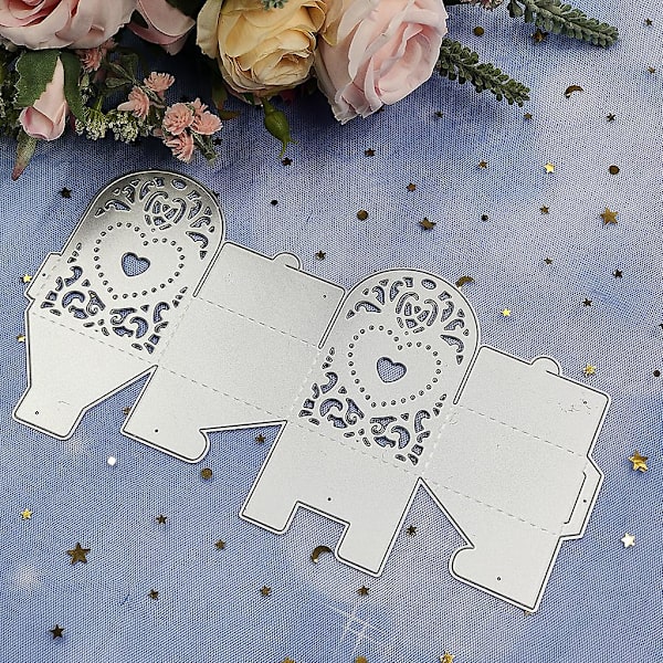 Söt spetsgodisbox i metall, stansformar, utsökt scrapbooking präglingsmall