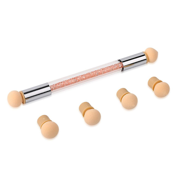 1 Set Dubbelsidig UV-Gel Penslar med 6 Olika Svamptoppar Nagelkonstverktyg