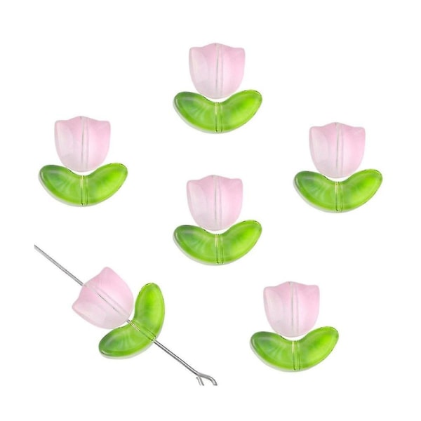 320 stk Farverige gennemsigtige tulipaner Blomsterperler Håndlavede tulipaner Glas Spacer Perle Krystal Løs
