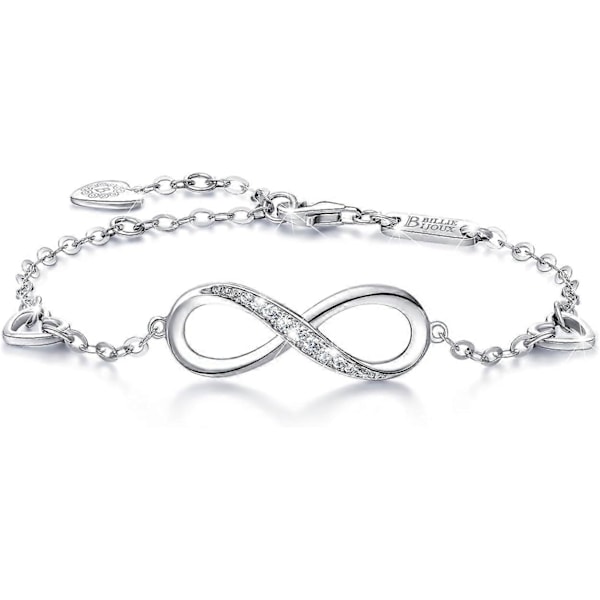 Damarmband i 925 Sterling Silver med oändlighetssymbol, justerbart, Mors Dag-gåva till fru, kvinnor, flickor, mamma