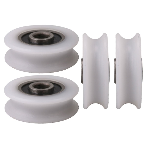 4pcs 4x20x6.5x7.4mm White Inner Dia 4mm U-groove Nylon Pulley Wheel Compatible Sliding Door