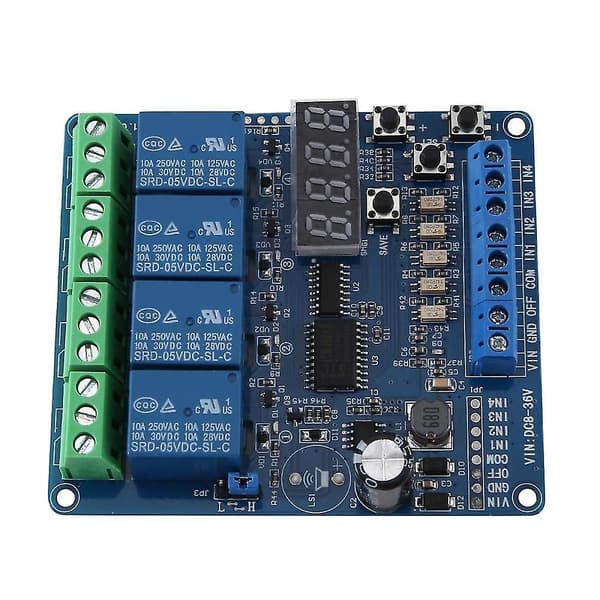 Dc 8v-36v 4-kanals Multifunktionsrelæmodulplade med Optocoupler Selvspærrende Timing Relæ