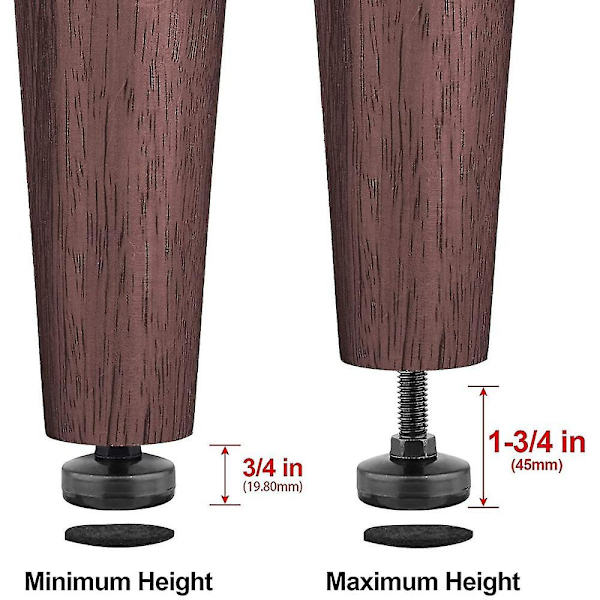 4 stk Møbeljusterere, Heavy Duty, Justerbare Benjusterere for Skap, Stoler