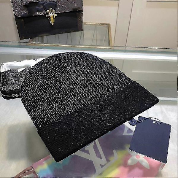 Ny ankomst Designer Letter Trykt Sjakkbrett Vinterlue Myk Varmt Strikket Beanie Hater-Utmærket black
