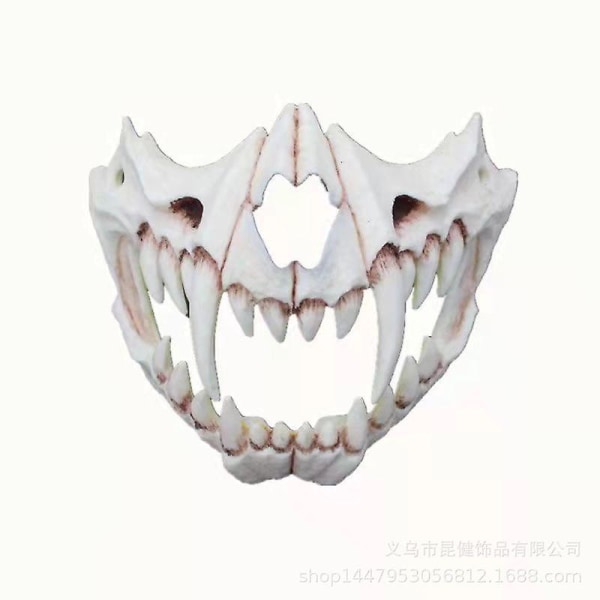 Halloween Ornament Masquerade Mask Halloween Mask Simulering Tiger Tooth Bone Plast Skräckmask