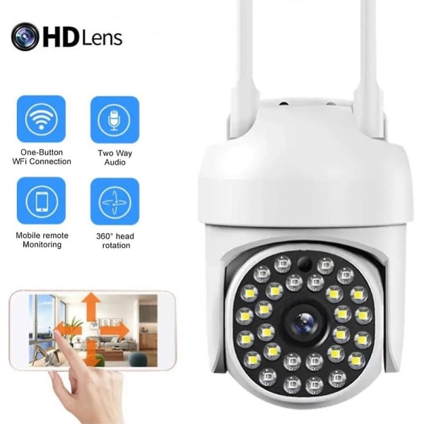 1080p Wifi IP-kamera Utendørs Trådløs Video Overvåking AI Menneskelig Deteksjon Fargenatt Syn