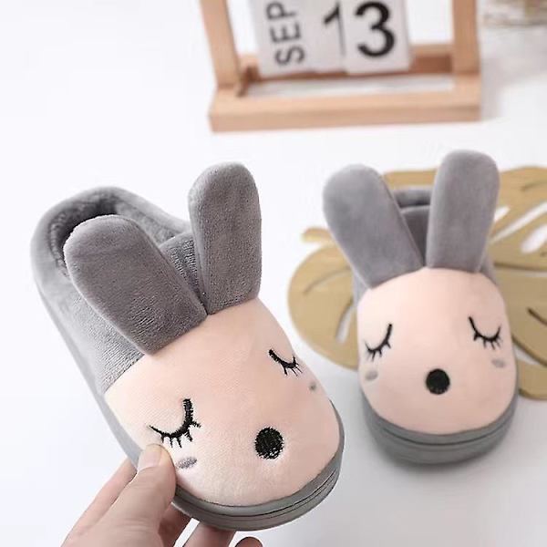 Söta barns bomullstofflor pojkar flickor halkfri plysch fleece skor grå gray 32/33