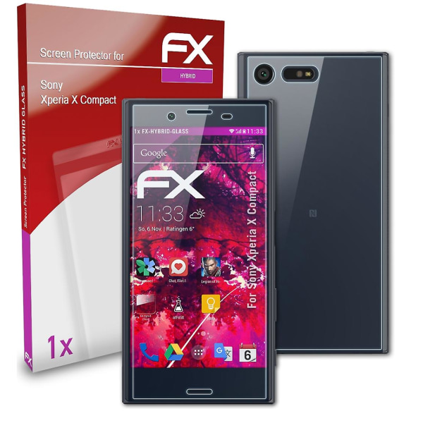 atFoliX Panzerfolie kompatibel med Sony Xperia X Compact Glasskydd 9H Skyddsskydd