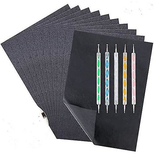 Txerfolg 100 ark kolpapper A4 kalkerpapper med 5 prickpennor präglingsverktyg för träpapper duk 210mm297mm