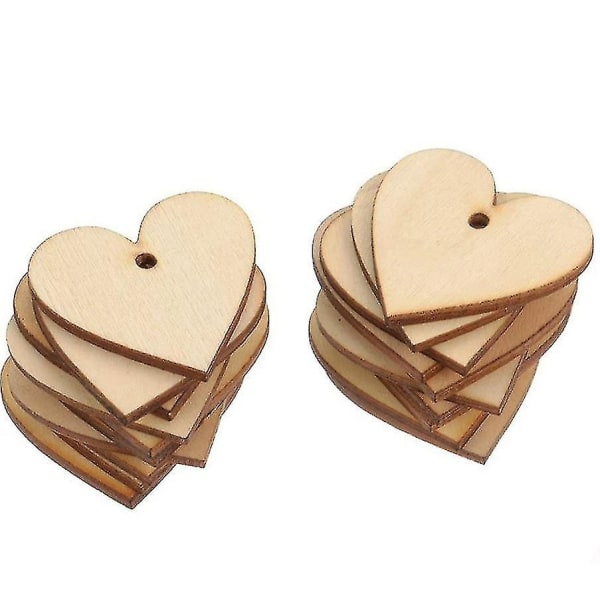 Hjerte træskive 10 stykker trævedhæng Hjerte reb-træhjerte