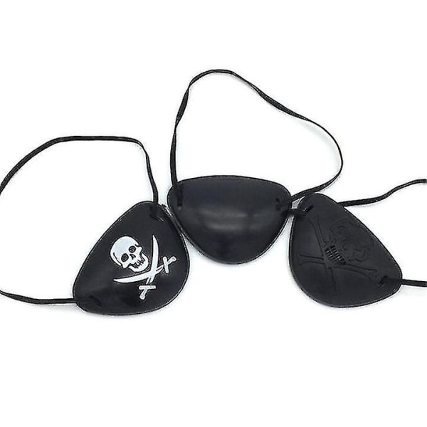 3kpl Pirate Eye Patches Black One Eye Skull Patches Silk Pirate Captain