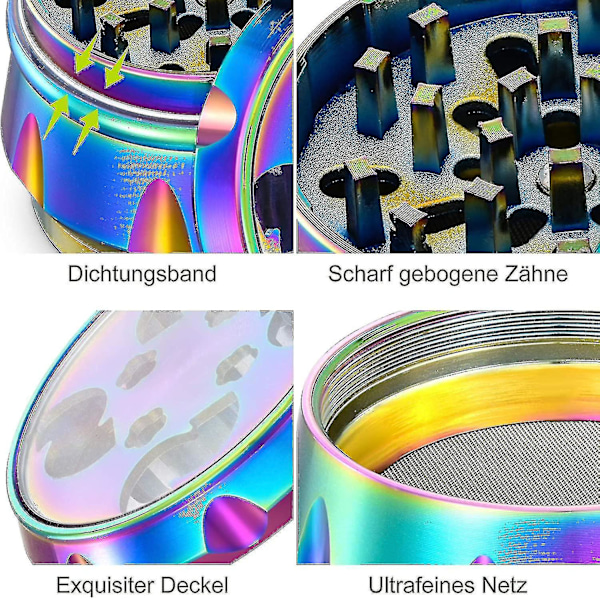 Urte Grinder, Krydderi Grinder 4 Dele, Knuser Grinder Til Krydderi, Kaffe, Lavet Af Zink Legering